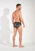 General view of a men model wearing HO black print modal/viscose/tencel Mini Briefs