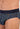 Close-up view of a men model wearing HO navy print modal/viscose/tencel Mini Briefs