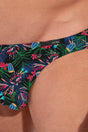 Close-up view of a men model wearing HO black print  Comfort Micro Briefs