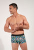 Front view of a men model wearing HO multico print  Trunk