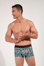 Front view of a men model wearing HO multico print  Trunk