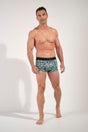 Full-body view of a men model wearing HO multico print  Trunk
