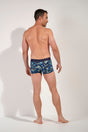 General view of a men model wearing HO navy blue print  Trunk