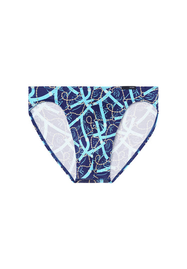 Front cutout view of HO navy blue print  Comfort Micro Briefs