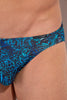 Close-up view of a men model wearing HO navy print  Comfort Micro Briefs