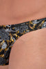Close-up view of a men model wearing HO black print  G-String
