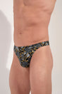 General view of a men model wearing HO black print  G-String