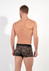Back view of a men model wearing HO khaki print  Trunk