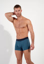 Front view of a men model wearing HO blue print modal/viscose/tencel Boxer Briefs HO1