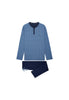Front cutout view of HO blue print cotton Long Sleepwear