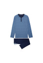 Front cutout view of HO blue print cotton Long Sleepwear