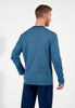 Back view of a men model wearing HO blue print cotton Long Sleepwear