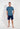 Full-body view of a men model wearing HO blue print cotton Short Sleepwear