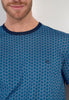 Close-up view of a men model wearing HO blue print cotton Short Sleepwear
