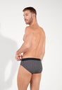 Back view of a men model wearing HO grey print modal/viscose/tencel Comfort Briefs HO1