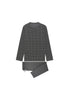 Front cutout view of HO grey print cotton Long Sleepwear