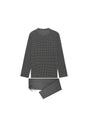 Front cutout view of HO grey print cotton Long Sleepwear