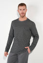 Front view of a men model wearing HO grey print cotton Long Sleepwear