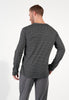 Back view of a men model wearing HO grey print cotton Long Sleepwear
