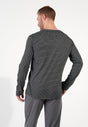 Back view of a men model wearing HO grey print cotton Long Sleepwear
