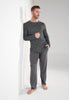 Full-body view of a men model wearing HO grey print cotton Long Sleepwear