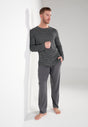 Full-body view of a men model wearing HO grey print cotton Long Sleepwear