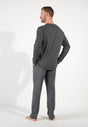 General view of a men model wearing HO grey print cotton Long Sleepwear