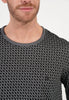 Close-up view of a men model wearing HO grey print cotton Long Sleepwear