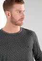 General view of a men model wearing HO grey print cotton Long Sleepwear