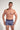 Front view of a men model wearing HO blue stripes  Boxer Briefs