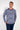 Front view of a men model wearing HO blue stripes cotton Long Sleepwear