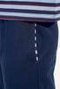 General view of a men model wearing HO blue stripes cotton Long Sleepwear