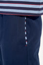 General view of a men model wearing HO blue stripes cotton Long Sleepwear