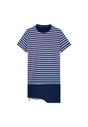 Front cutout view of HO blue stripes cotton Short Sleepwear