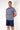 Front view of a men model wearing HO blue stripes cotton Short Sleepwear