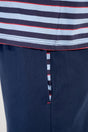 General view of a men model wearing HO blue stripes cotton Short Sleepwear