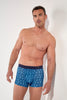 Front view of a men model wearing HO blue print modal/viscose/tencel Comfort Boxer Briefs HO1