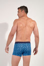 Back view of a men model wearing HO blue print modal/viscose/tencel Comfort Boxer Briefs HO1