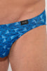 Close-up view of a men model wearing HO blue print modal/viscose/tencel Comfort Micro Briefs