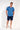 Full-body view of a men model wearing HO blue print cotton Short Sleepwear