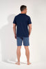 General view of a men model wearing HO navy print cotton Short Sleepwear