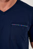 Close-up view of a men model wearing HO navy print cotton Short Sleepwear