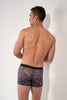 Back view of a men model wearing HO blue print  Boxer Briefs