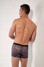 Back view of a men model wearing HO blue print  Boxer Briefs