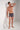 Full-body view of a men model wearing HO blue print  Boxer Briefs