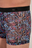 Close-up view of a men model wearing HO blue print  Boxer Briefs