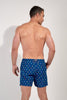Back view of a men model wearing HO navy print  Beach Boxer