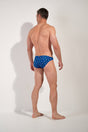 General view of a men model wearing HO navy print  Swim Micro Briefs