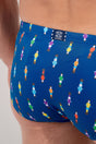 General view of a men model wearing HO navy print  Swim Micro Briefs