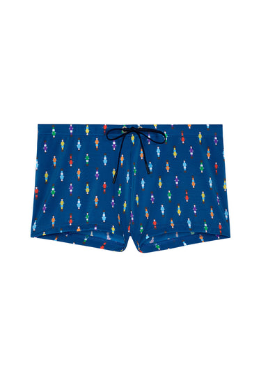 Front cutout view of HO navy print  Swim Shorts